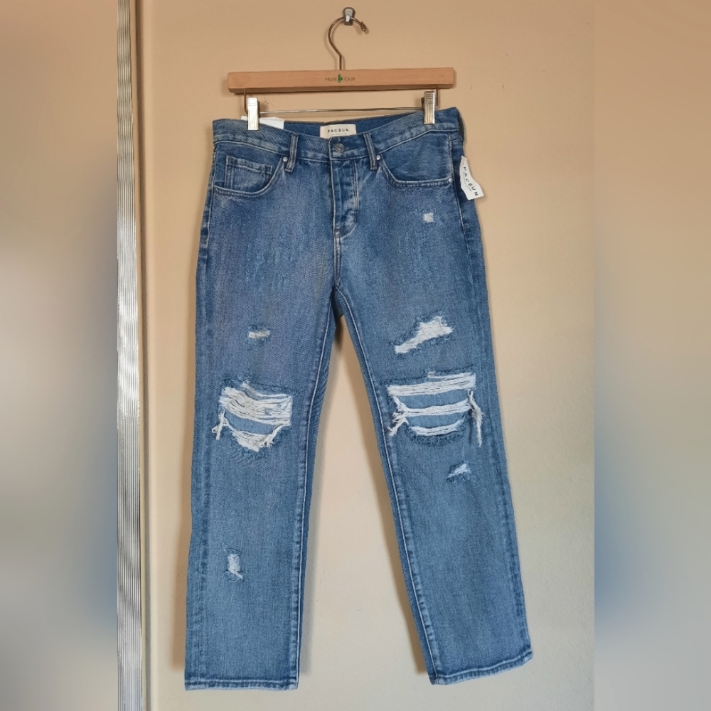 NWT Pacsun Boyfriend Blue Distressed Women Jeans Casual Capsule